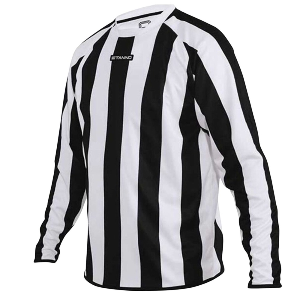 Stanno Soccer Jersey Black White Striped Long Sleeve Athletic  Soccer Mens M/L